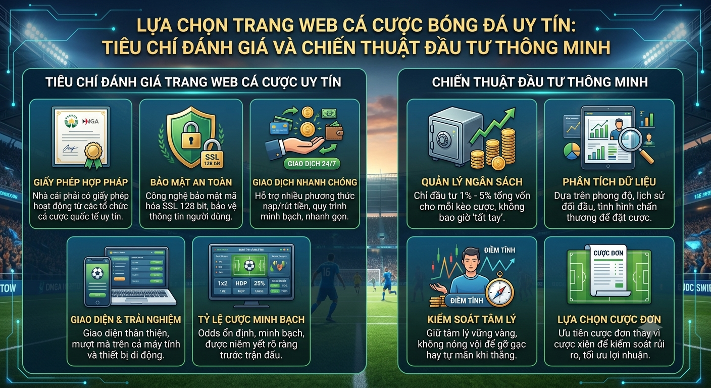 Lựa Chọn Trang Web Cá Cược Bóng Đá Uy Tín: Tiêu Chí Đánh Giá Và Chiến Thuật Đầu Tư Thông Minh